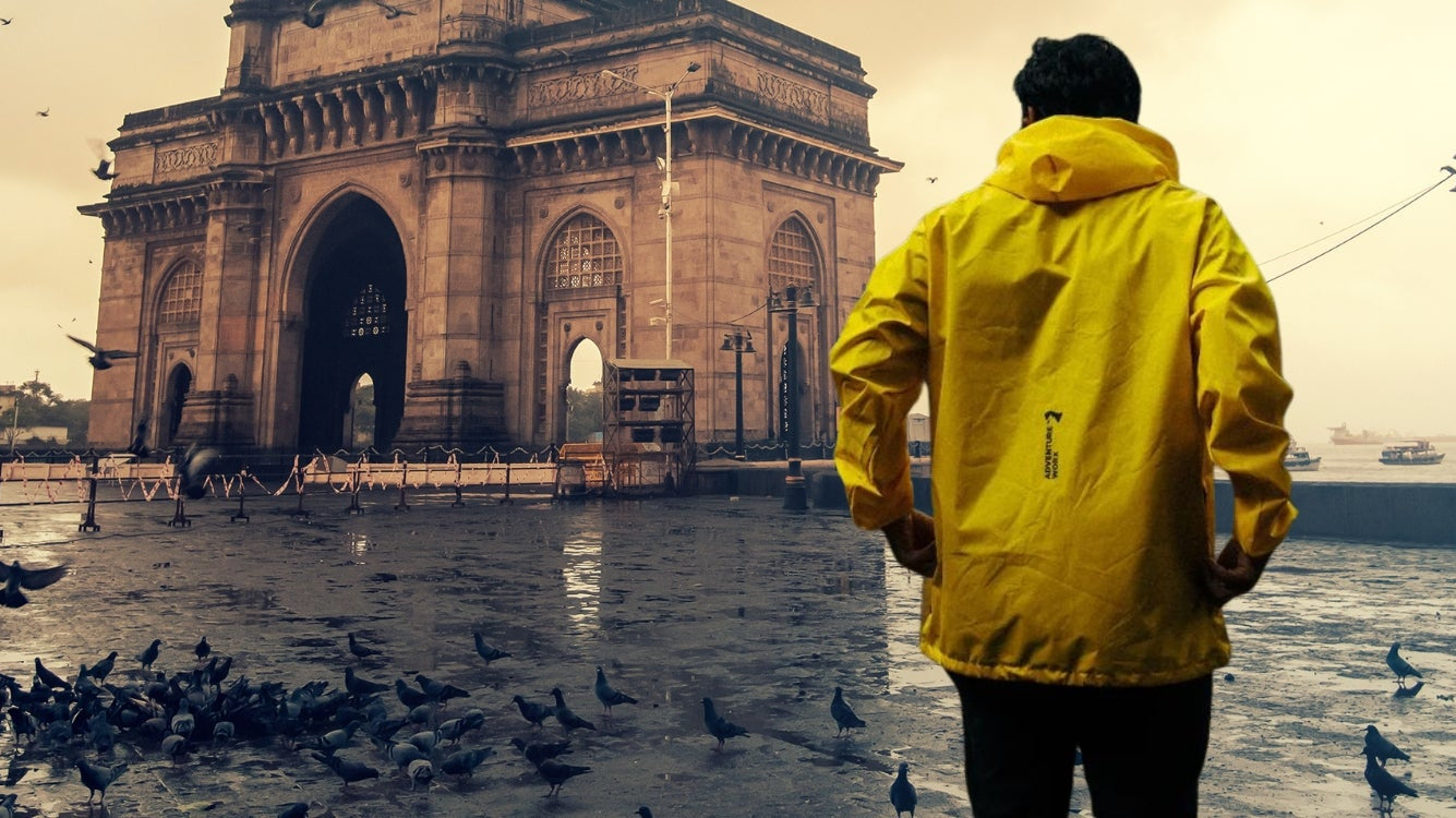 men wearing a rain gear