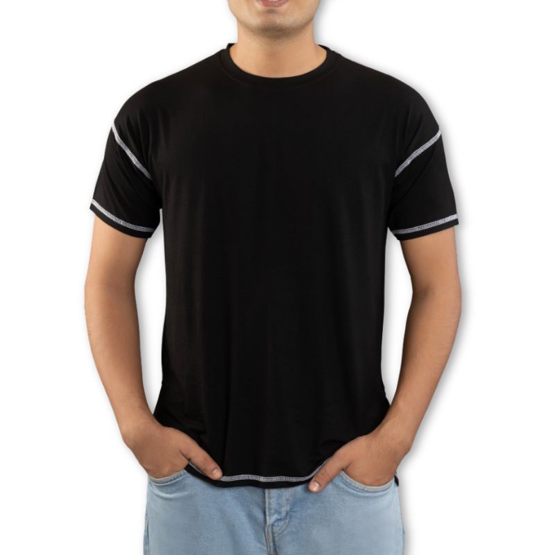 Black Ruggd Indian men's odor-resistant bamboo training T-shirt, lightweight and breathable athletic top with logo detail.