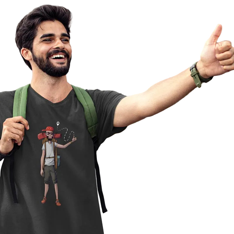 Grey men's T-shirt from The Mahua Store featuring a male print design, casual and comfortable for everyday wear.