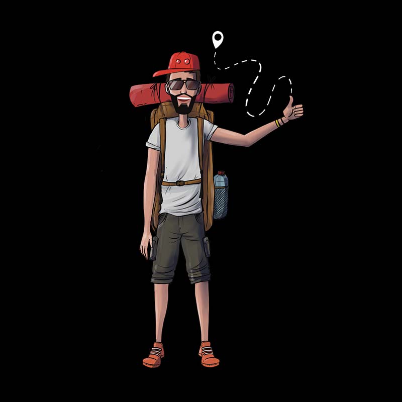 Men's T-shirt from The Mahua Store with a bold hitchhiker-inspired print, casual fit, and comfortable fabric.