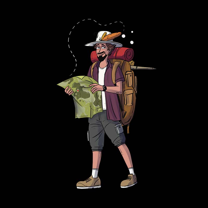 Men's printed T-shirt from The Mahua Store featuring a travel-themed design and casual fit.