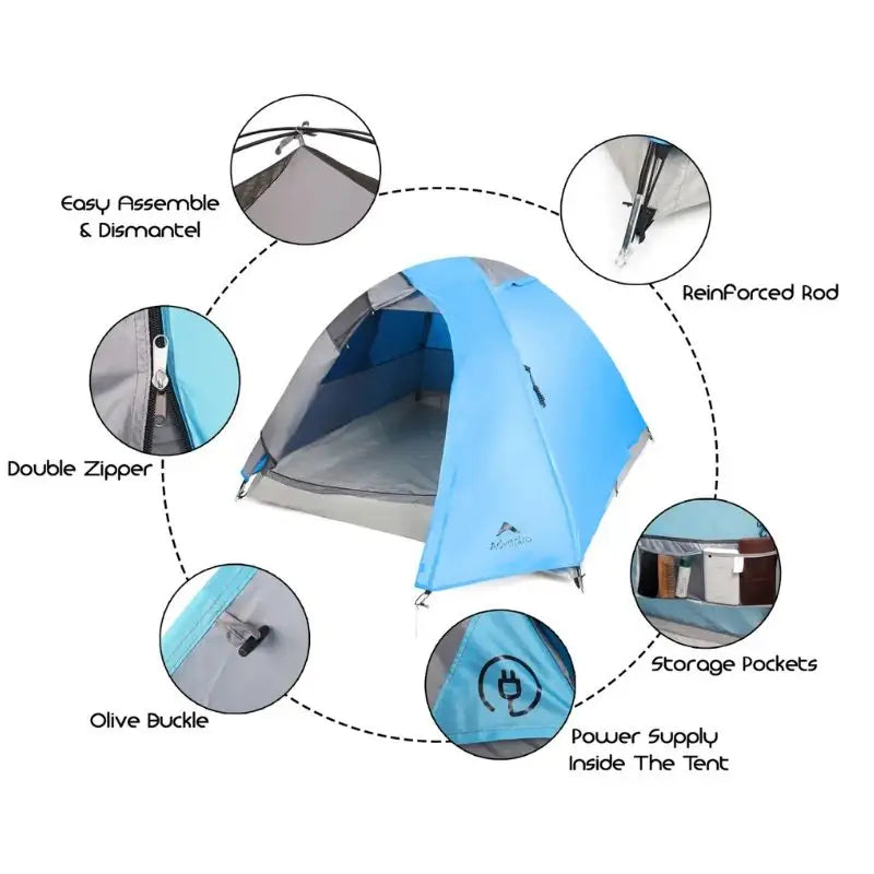 Adventra 3 Person Camping Tent - Blue / 3 Persons - Tent