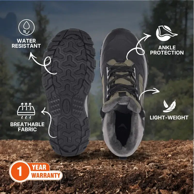 Adventra Men’s Warm and Waterproof Hiking Mid Ankle Boots - Shoes