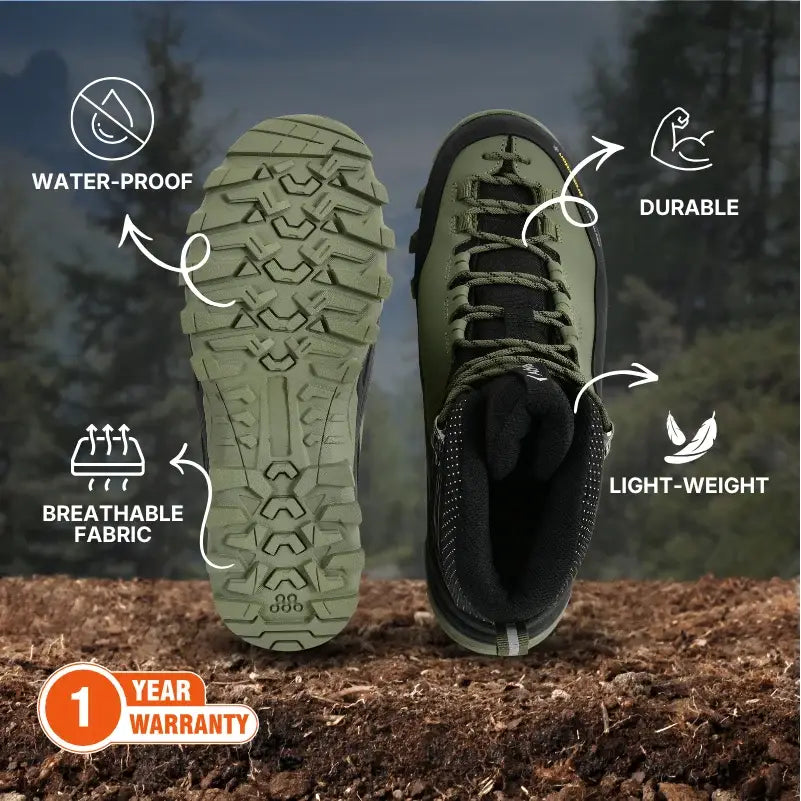 Adventra Men’s Warm and Waterproof Winter Hiking Mid Ankle Boots - Shoes