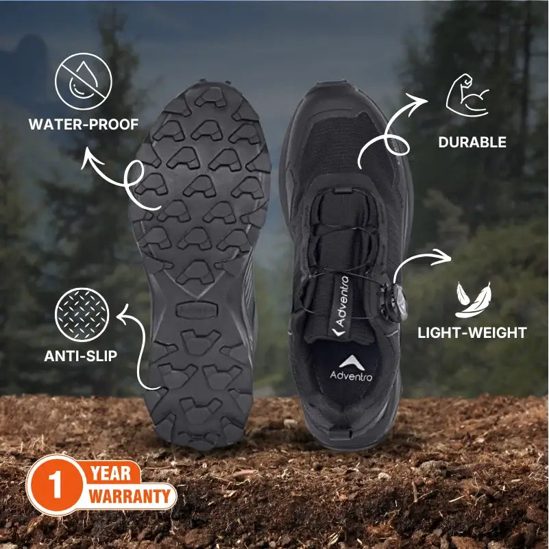 Adventra Men’s Waterproof Hiking Shoes Low Ankle with Ultra Grip - Shoes