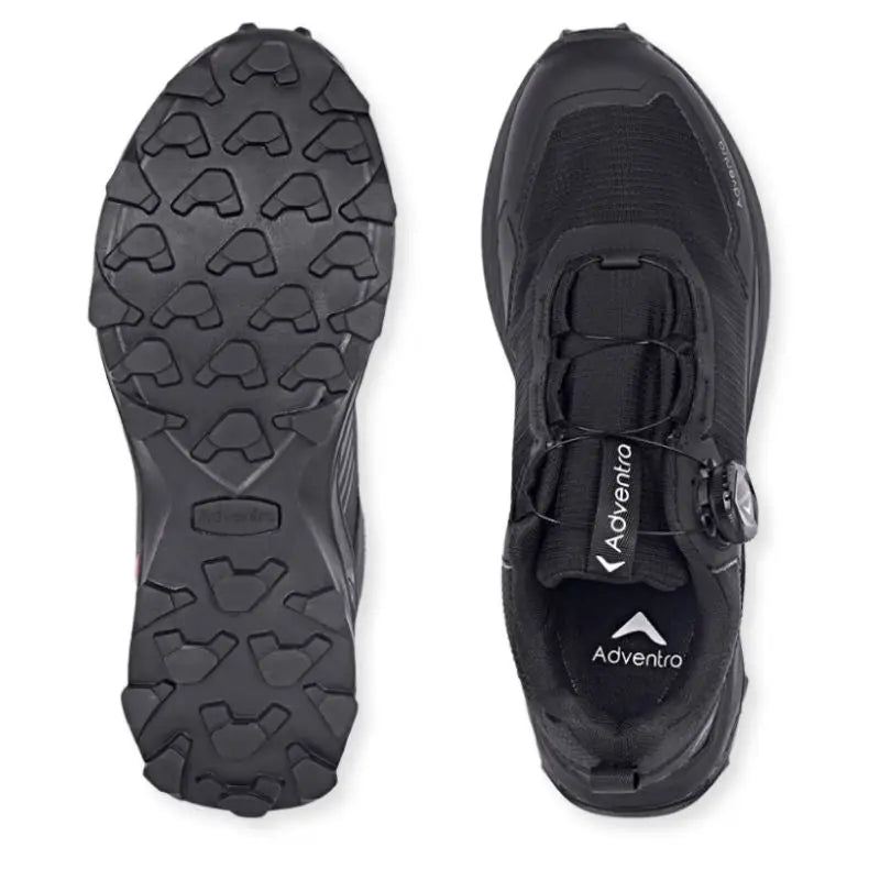 Adventra men's waterproof hiking shoes with low ankle cut and ultra grip soles, designed for durable outdoor trekking.