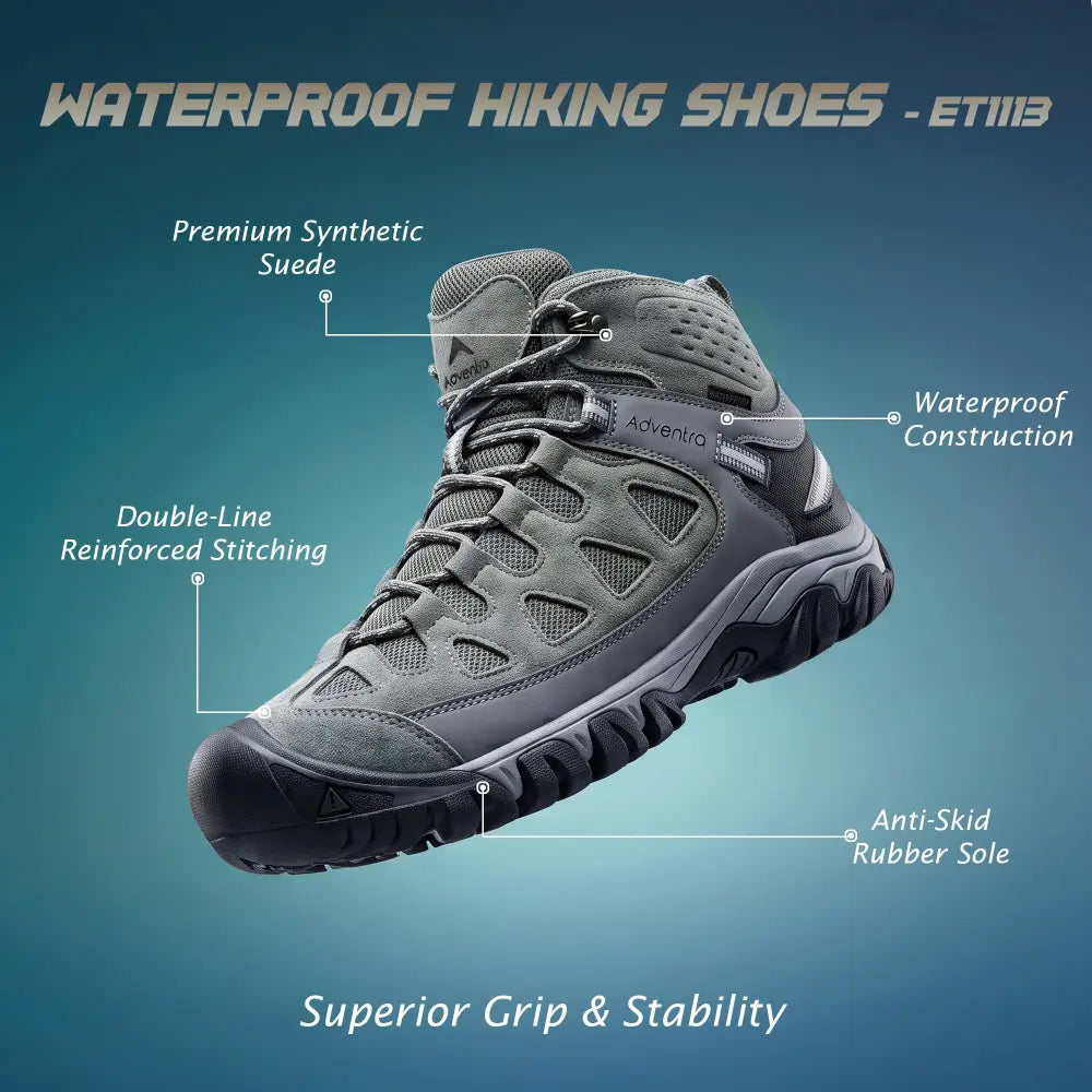 Adventra Men’s Waterproof Mid-Ankle Hiking Shoes - Shoes