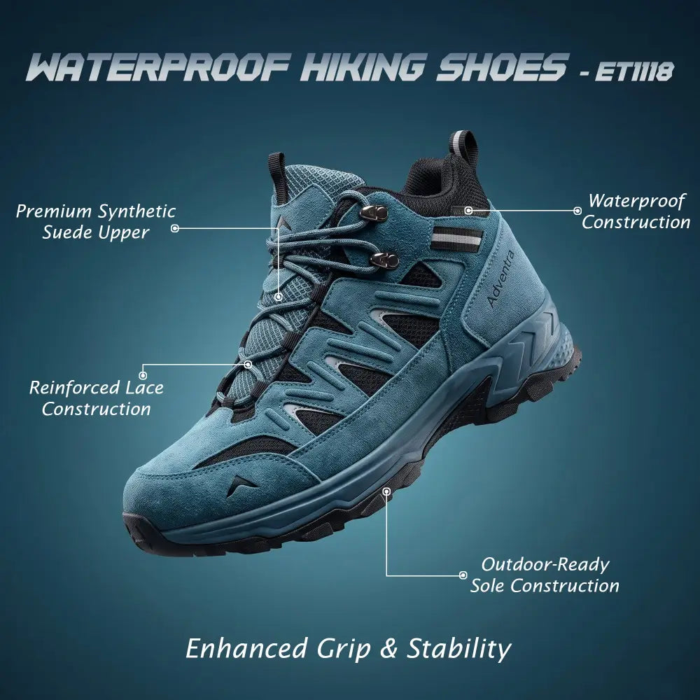 Adventra Men’s Waterproof Mid-Ankle Hiking Shoes - Shoes
