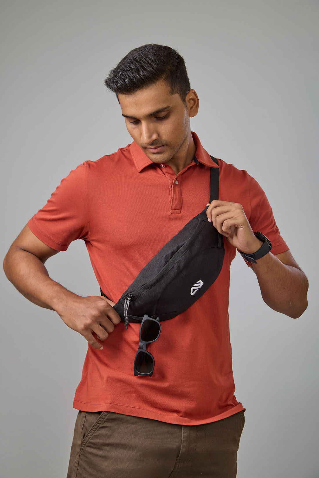 Adventure Worx Travel & Hiking Chail Cross Body Waist Pack (Pack of2) - Black - Waist Packs