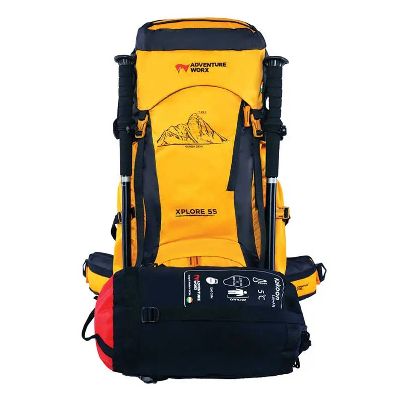 Adventure Worx Xplore 55 Litres Rucksack - Yellow / 55 Litres - Rucksacks and Backpacks