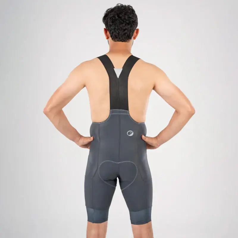 Apace Men's Cycling Endurance Bib Shorts in slate gray, designed for comfort and performance during long-distance rides.