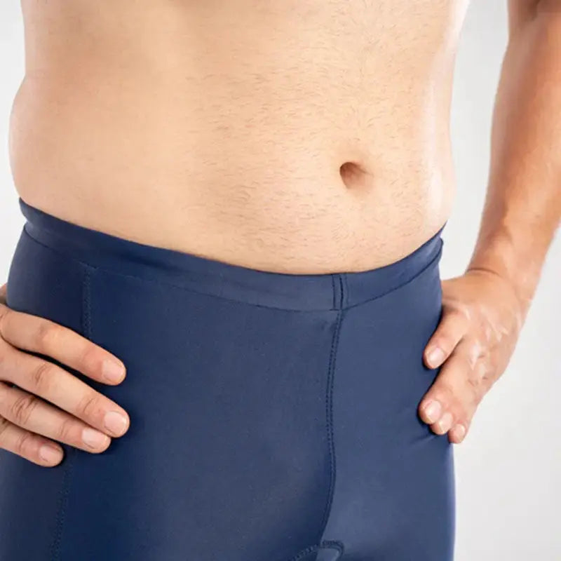 Apace men's triathlon racing cycle shorts in blue with black accents, designed for performance and comfort during training.