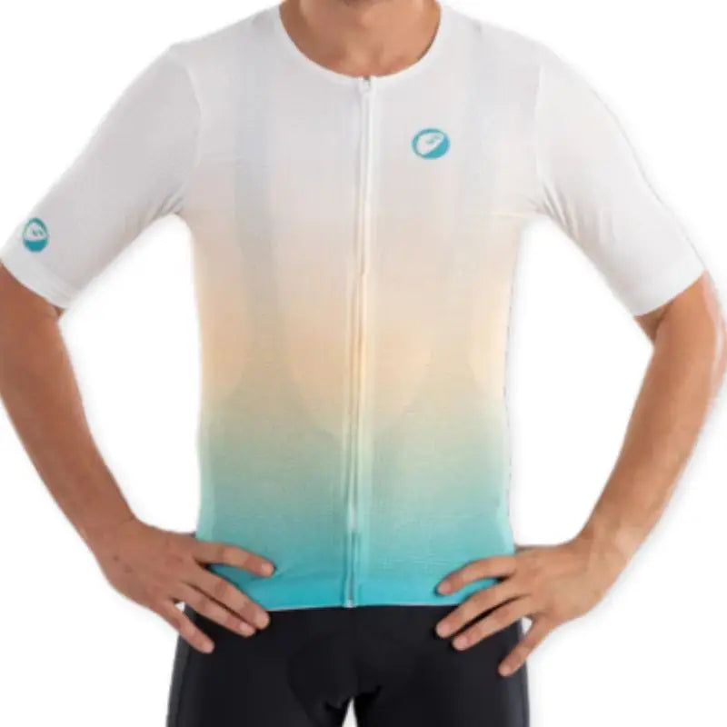 Apace women's cycling race fit jersey in lightweight fabric with short sleeves and vibrant design, suitable for road cycling.