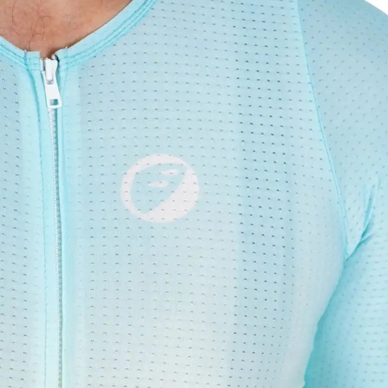 Apace Women's Elite Fit Cycling Jersey in light mint with short sleeves and front zipper, designed for active cycling wear.