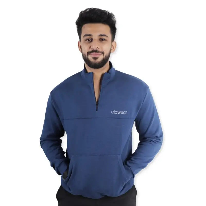 Clawear Men’s Himalayan Half Zipper Pullover - Blue / S - Hoodie