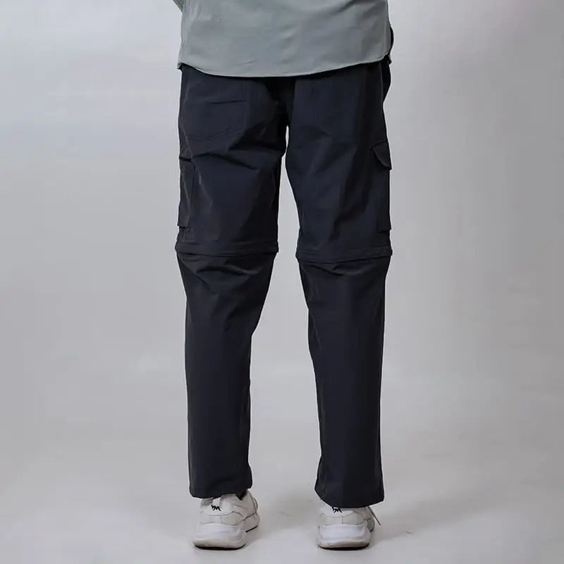 Clawear men's Kuno convertible cargo pants in gray with multiple pockets and adjustable features, made for versatile outdoor wear.