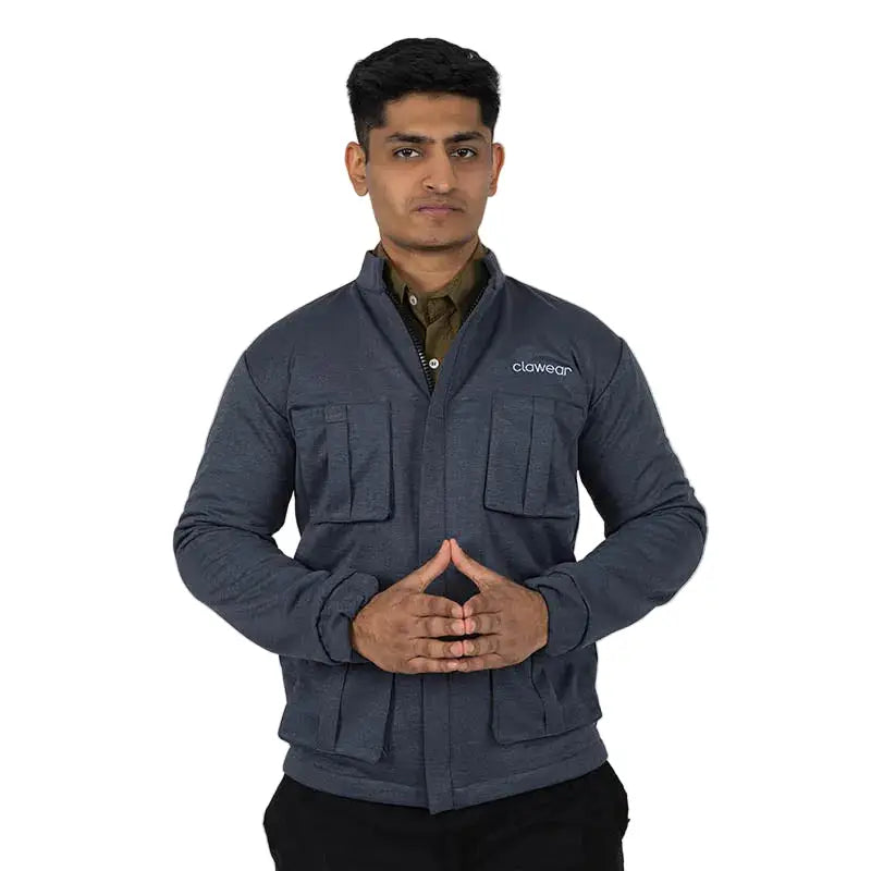 Clawear Men’s Manas Utility Full Sleeve Jacket - Grey / S - Wind Jacket