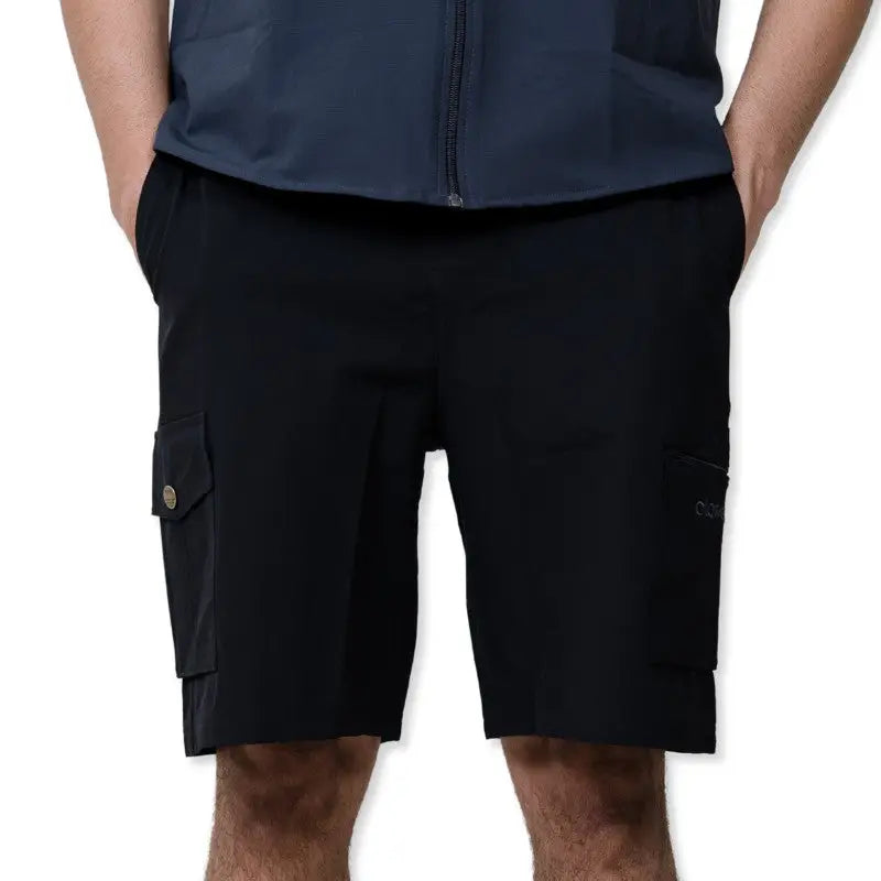 Black Clawear men's Mara cargo shorts with multiple pockets and relaxed fit, suitable for casual and outdoor wear.