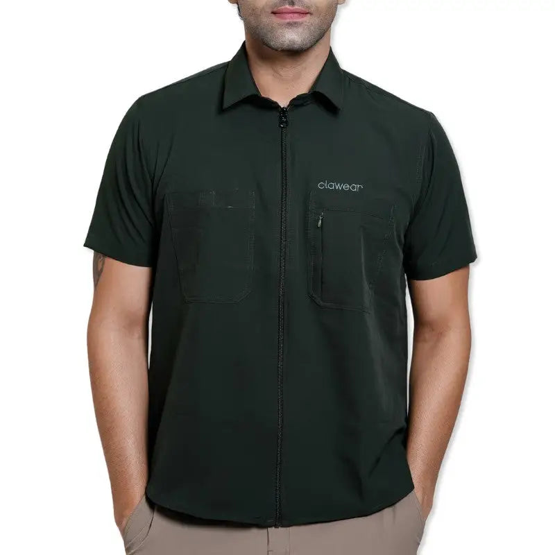 Clawear Men’s Nicobar Airvent Half Sleeve Shirt - Green / S - Shirt