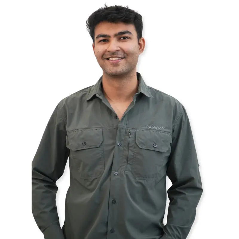 Clawear Men’s Nilgiris Full Sleeves Airvent Shirt - Industrial Grey / S - Shirt