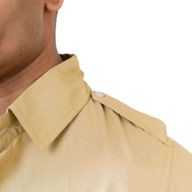 Clawear men's Ranthambore half sleeve shirt in a natural outdoor print, displayed on a hanger with a casual fit.