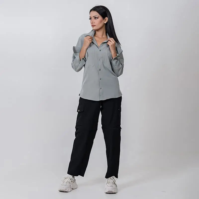 Black Clawear Women's Kuno Convertible Cargo Pants with multiple pockets and adjustable features, designed for comfort and style.