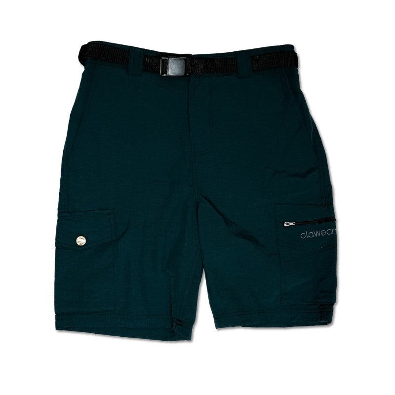 Clawear Women's Mara Cargo Shorts in green, featuring multiple pockets and a relaxed fit, suitable for casual wear.
