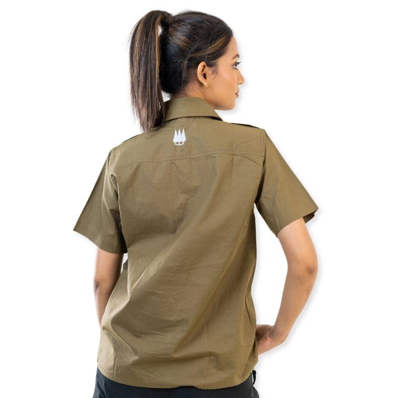 Clawear Women's Ranthambore half sleeve shirt in brown with a casual fit, displayed flat on a white background.
