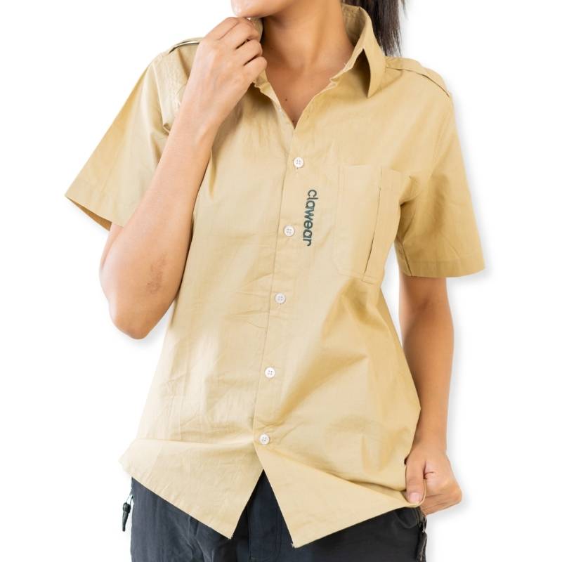 Clawear Women's Ranthambore half sleeve shirt with a button-up front and animal print design, casual and stylish for everyday wear.