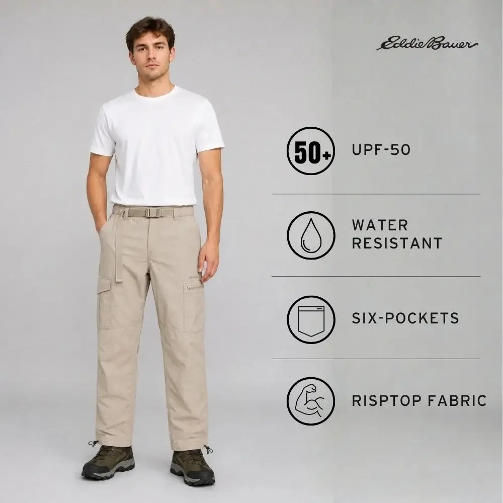 Eddie Bauer Men’s Pathfinder 6-pocket Water-resistant Cargo Pant - Cargos and Pants