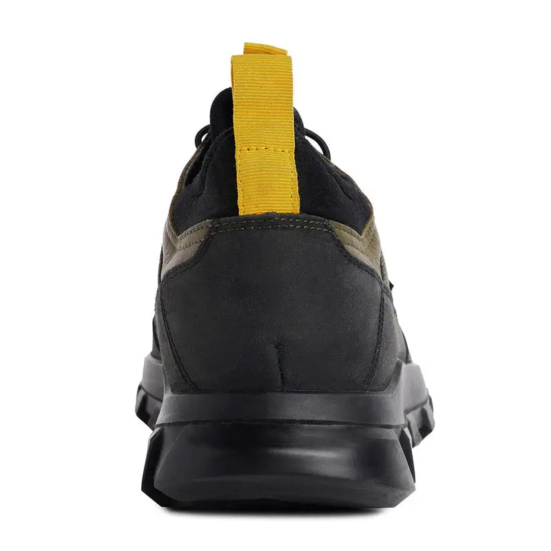 Ergon men's outdoor water-resistant leather shoes in green, featuring sturdy design and slip-resistant soles for outdoor activities.