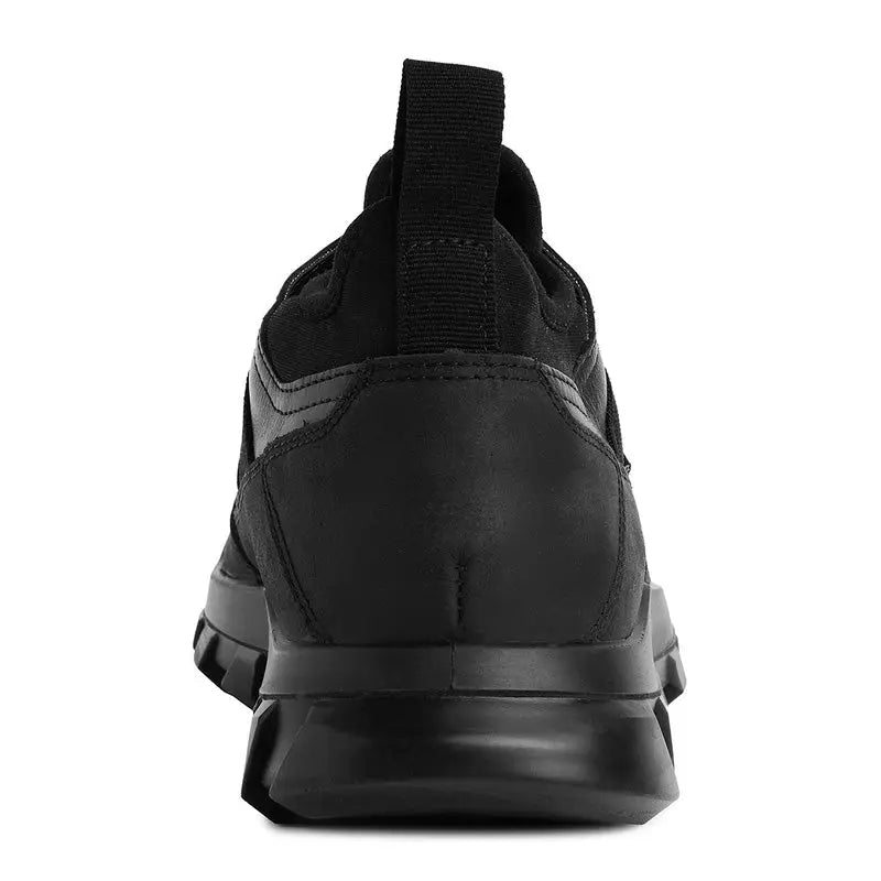 Ergon men's outdoor water-resistant leather shoes in black, featuring durable design and sturdy soles for outdoor activities.