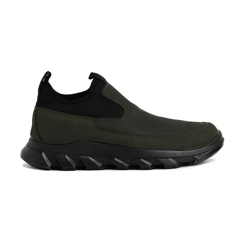 Ergon men's outdoor water-resistant leather shoes in gray, featuring durable design and sturdy soles for outdoor activities.