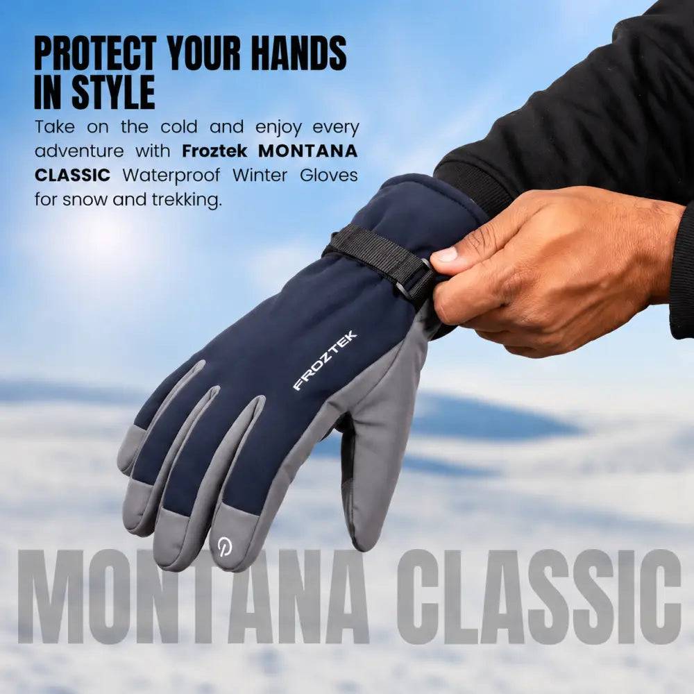 Froztek Montana Classic Waterproof Touchscreen Gloves for Trekking Snow & Winter Travel