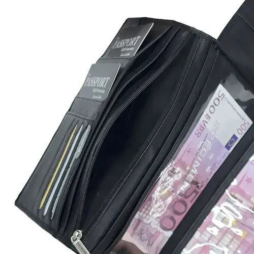 Gokyo Leather Passport Folder - Black - Travel Essentials