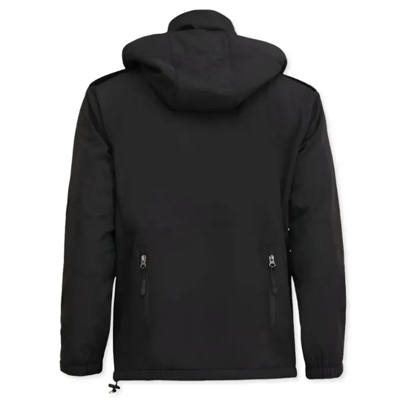 Indian Sports Gear men's waterproof army jacket made of anti-pilling fleece fabric, 100% polyester, black color.
