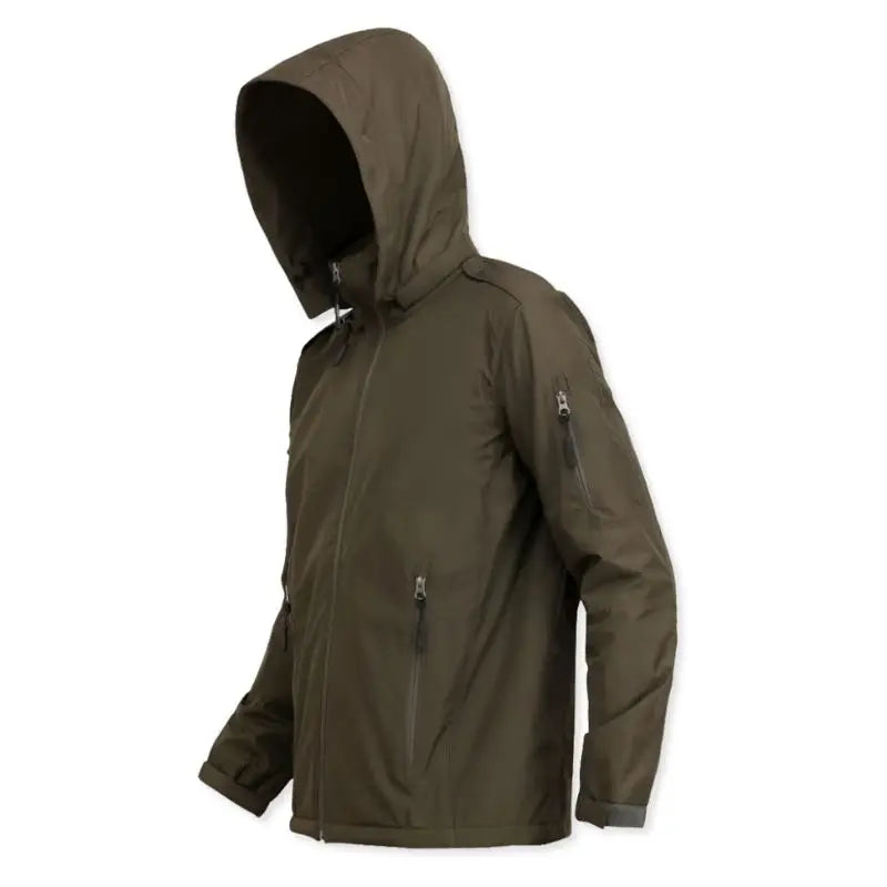 Indian Sports Gear men's army jacket made of anti-pilling fleece, water-proof 100% polyester, in olive green color.