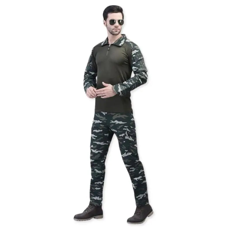Indian Sports Gear men's Cobra Combat tactical cargo army pants in dark green, featuring multiple pockets and durable fabric.