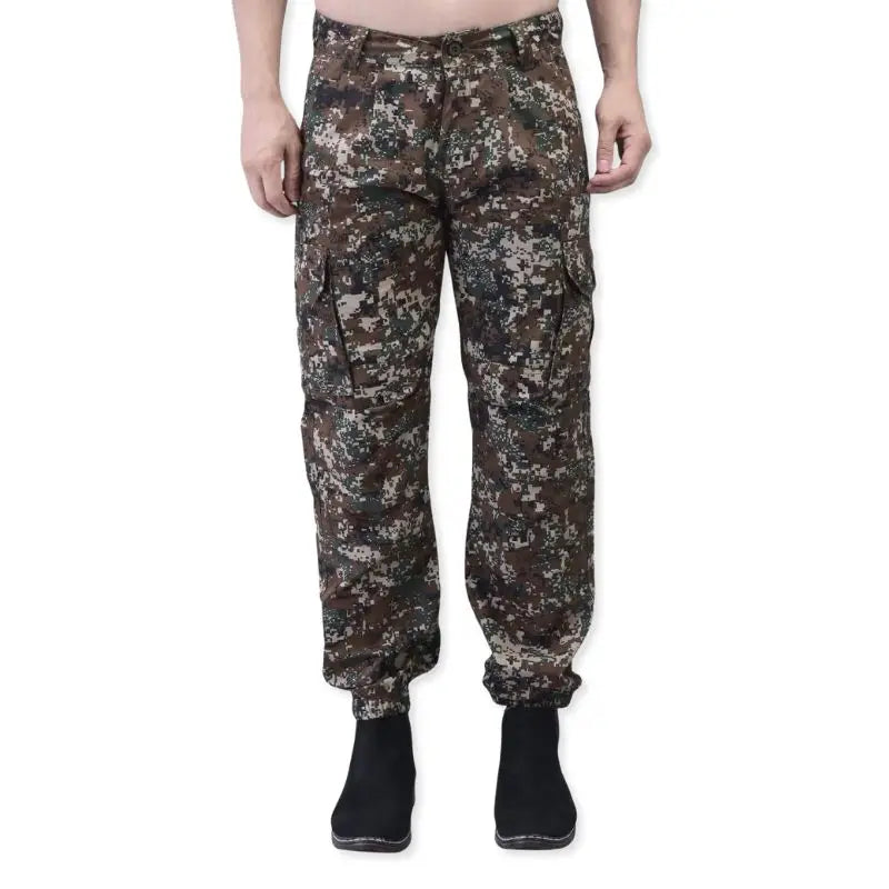 Indian Sports Gear men's Garuda digital tactical cargo army pants, featuring multiple pockets and durable fabric for outdoor activities.