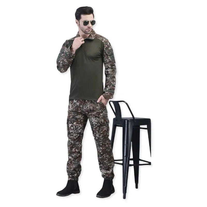 Indian Sports Gear men's Garuda digital tactical cargo army pants with multiple pockets and durable fabric, suitable for outdoor activities.