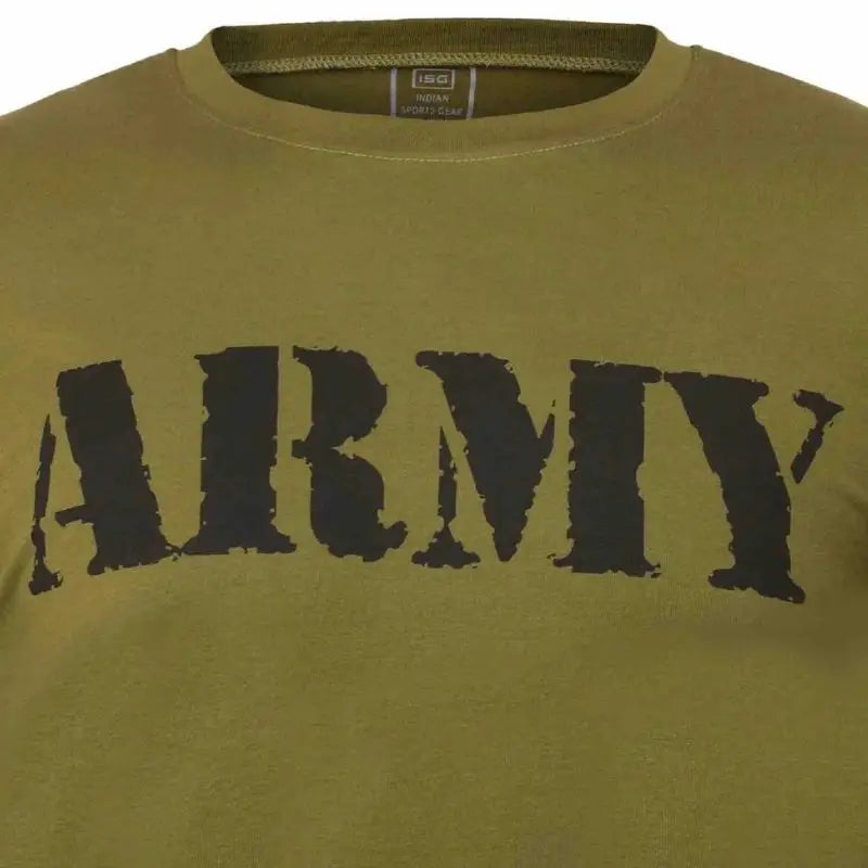 Indian Sports Gear Men’s Round Neck 100% Cotton Lycra Army Military T-Shirt - T-shirt