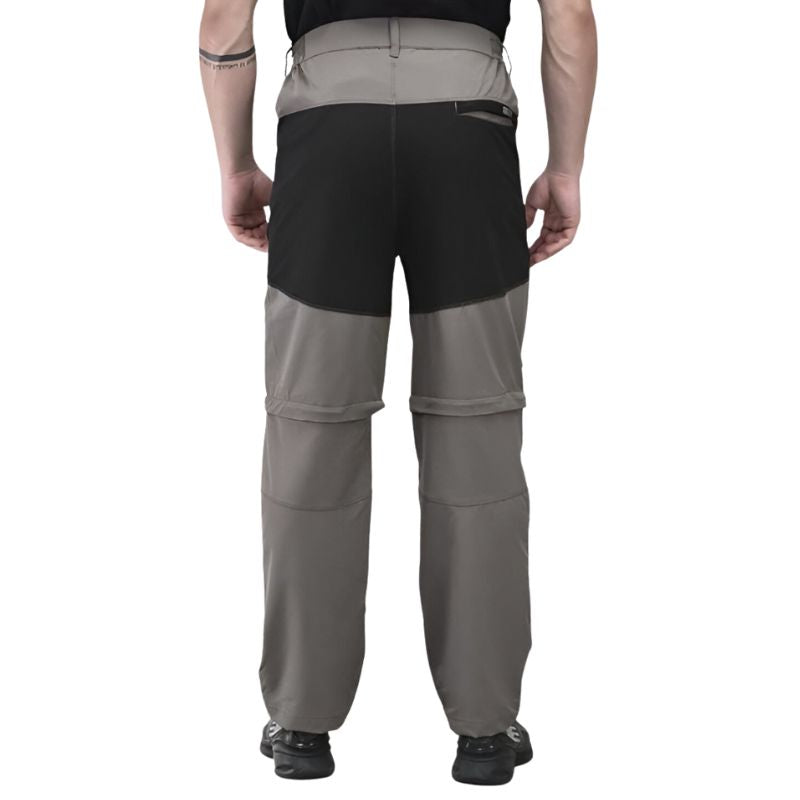 Indian Sports Gear men's Voyager cargo pants in gray and black with detachable design, showcasing durable fabric and functional pockets.