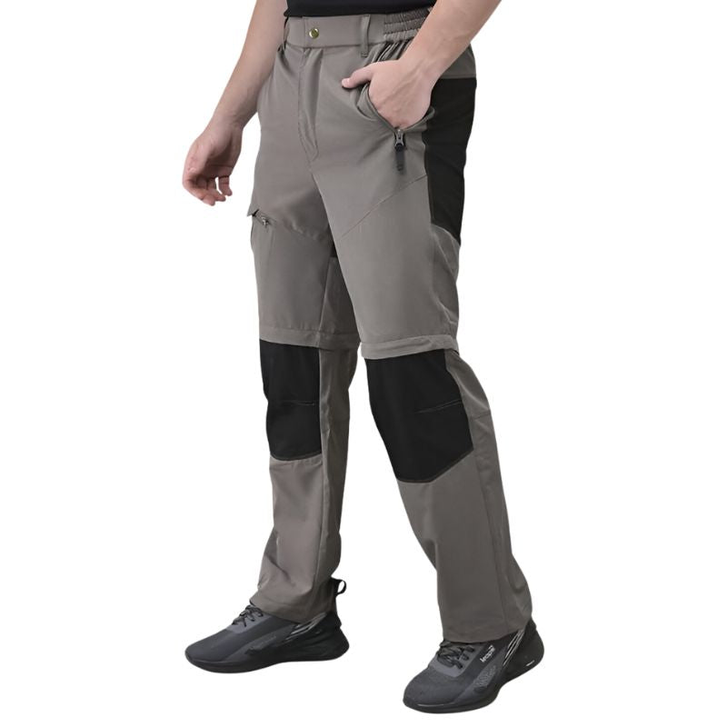 Indian Sports Gear men's Voyager cargo pants in gray and black, with detachable design and multiple pockets, casual outdoor wear