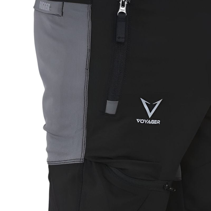 Indian Sports Gear men's Voyager cargo pants in black and gray, featuring a detachable design and multiple pockets.