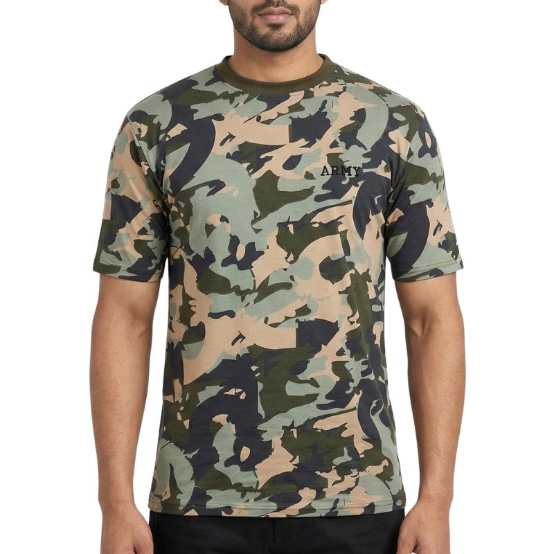 Indian Sports Gears Army Combat Modern Camo Half Sleeve T-shirt - Green / S - T-shirt