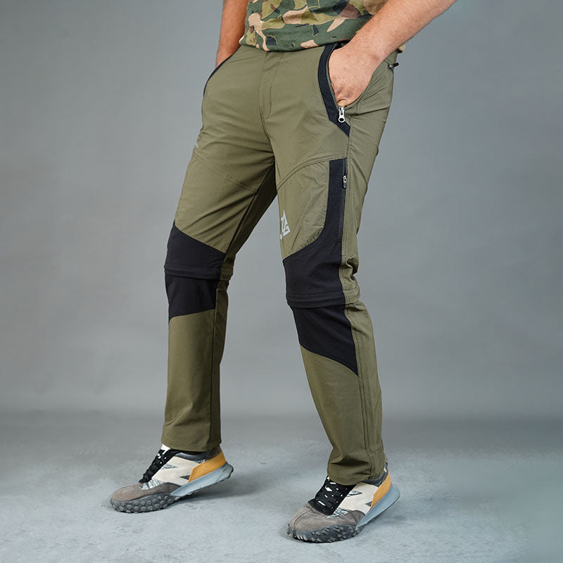 JAG Men's Delta 2.0 convertible trekking and hiking pants in black with six cargo pockets, suitable for outdoor adventures.