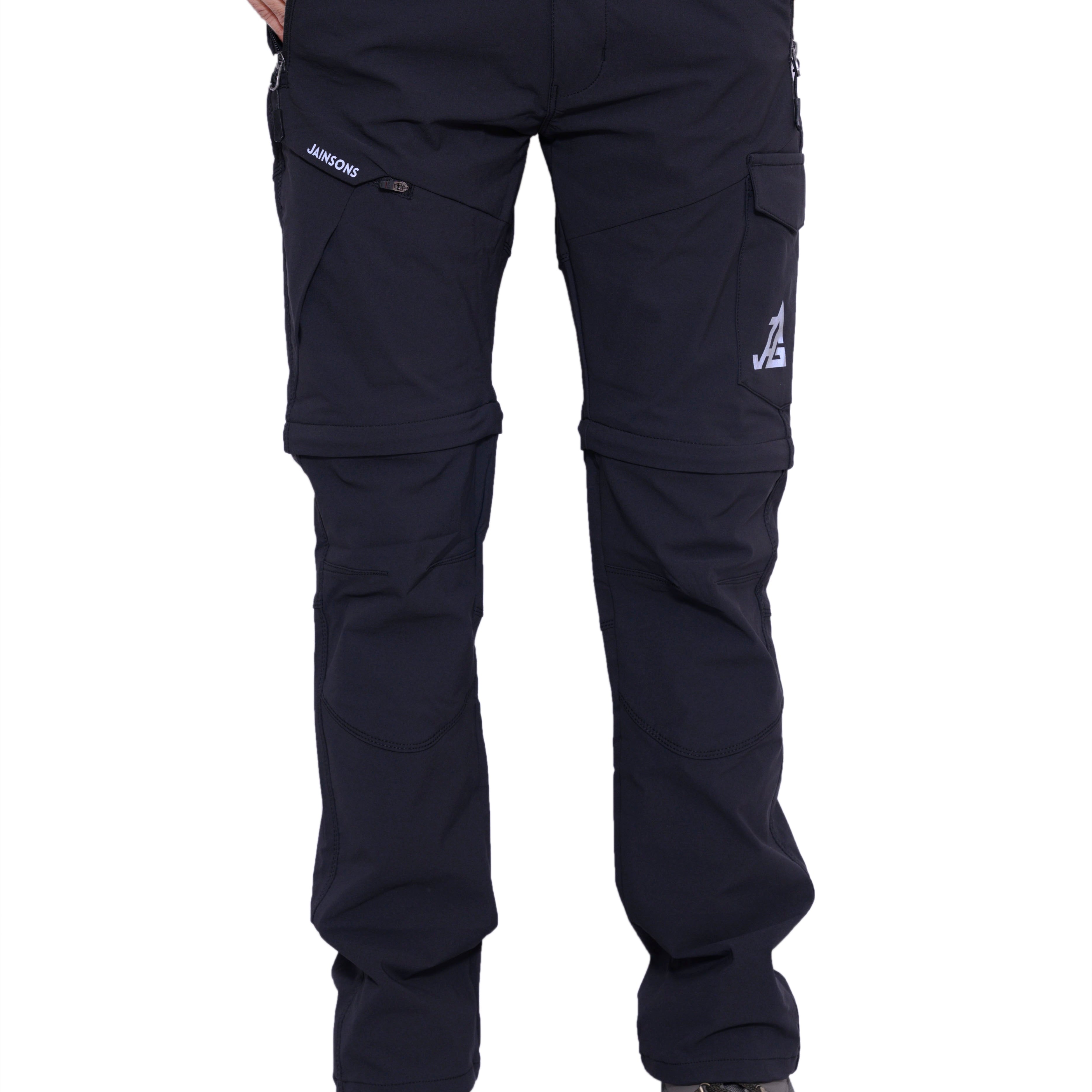 Black JAG men's Discovery Series convertible trekking and hiking pants with cargo pockets, suitable for travel and outdoor activities.