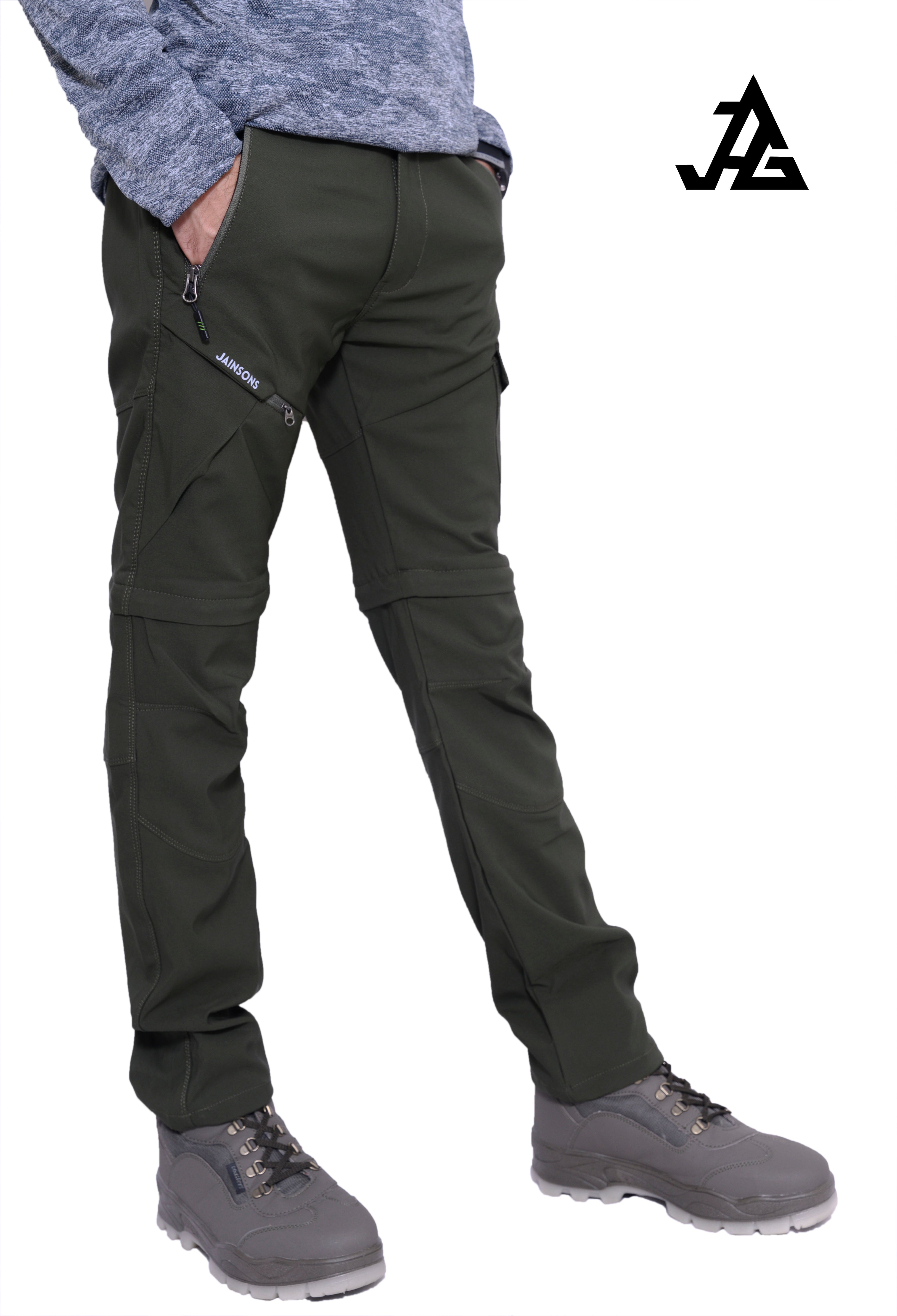 JAG Men's Discovery Series convertible trekking and hiking cargo pants, showing multiple pockets and adjustable features.