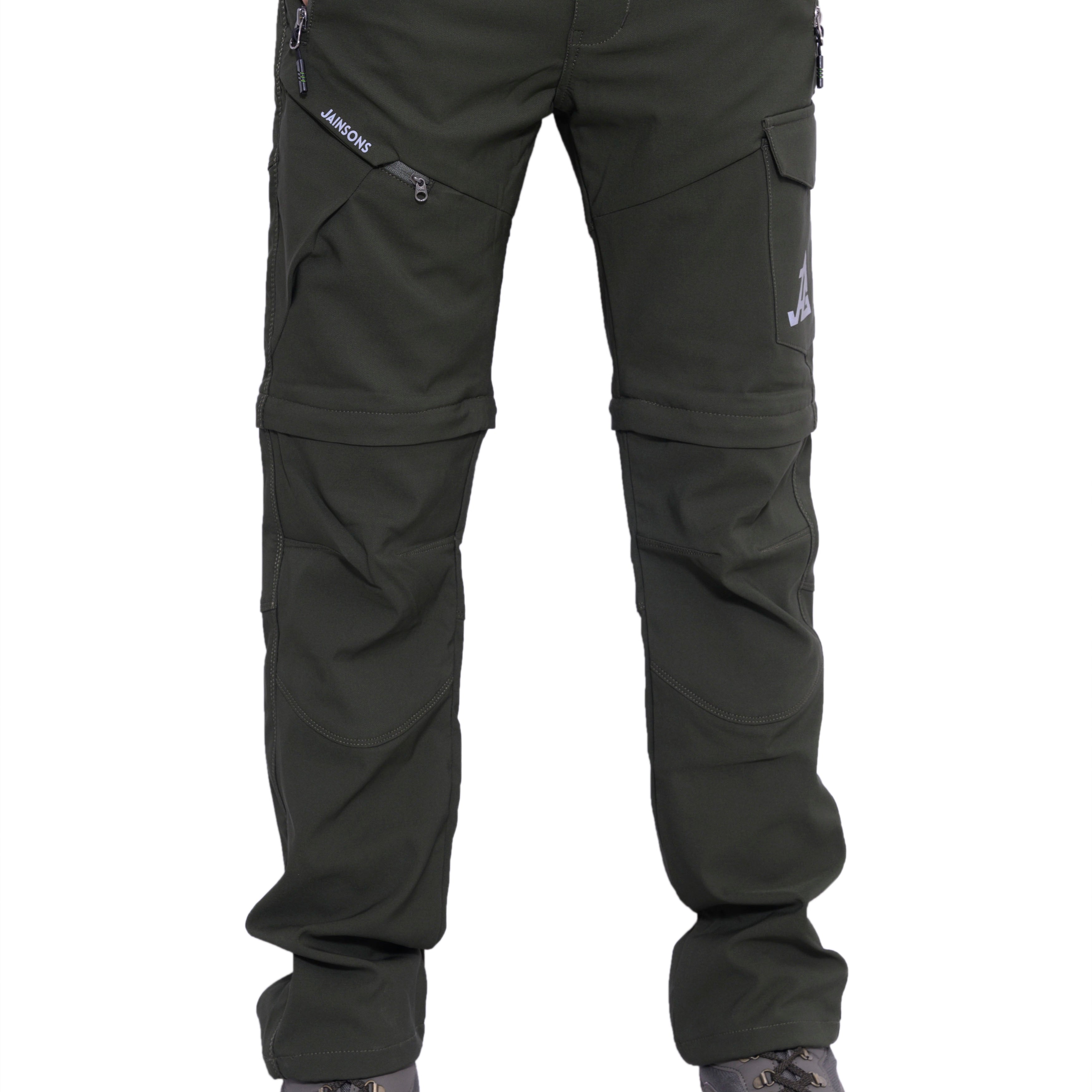 JAG men's Discovery Series convertible trekking and hiking cargo pants, shown in dark color with multiple pockets and adjustable waistband.