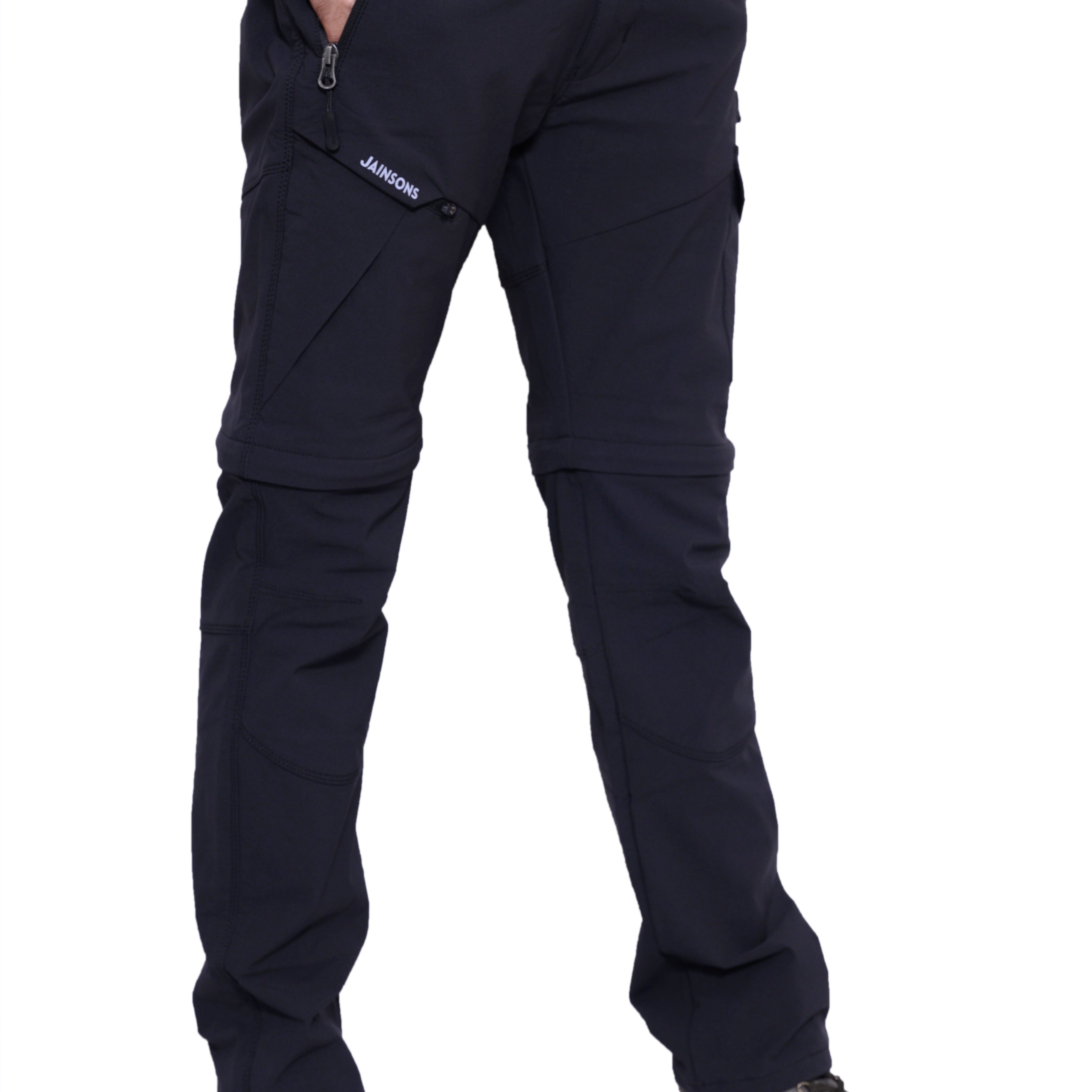 Black JAG men's Discovery Series convertible trekking and hiking pants with cargo pockets, suitable for travel and outdoor activities.